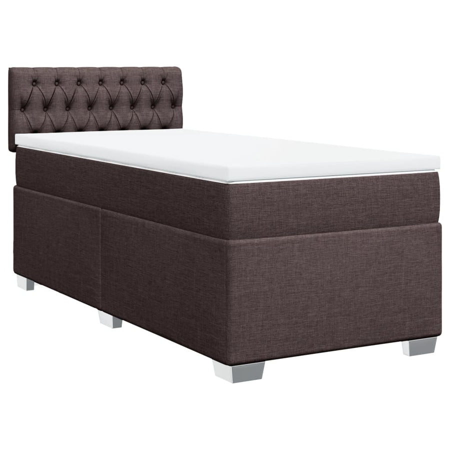 Boxspring met matras stof donkerbruin 100x200 cm