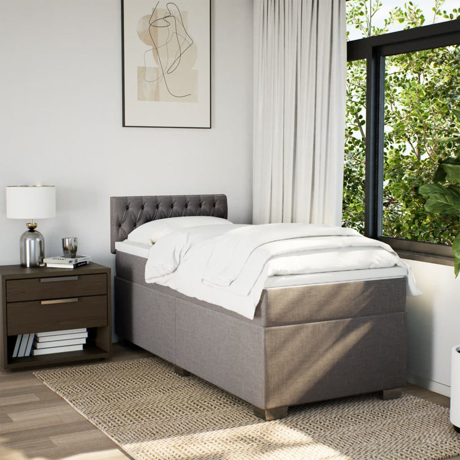 Boxspring met matras stof taupe 100x200 cm