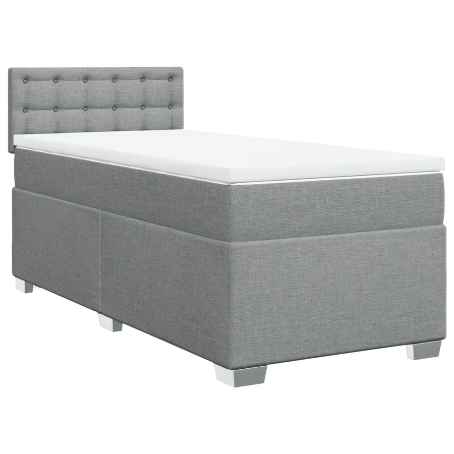 Boxspring met matras stof lichtgrijs 100x200 cm