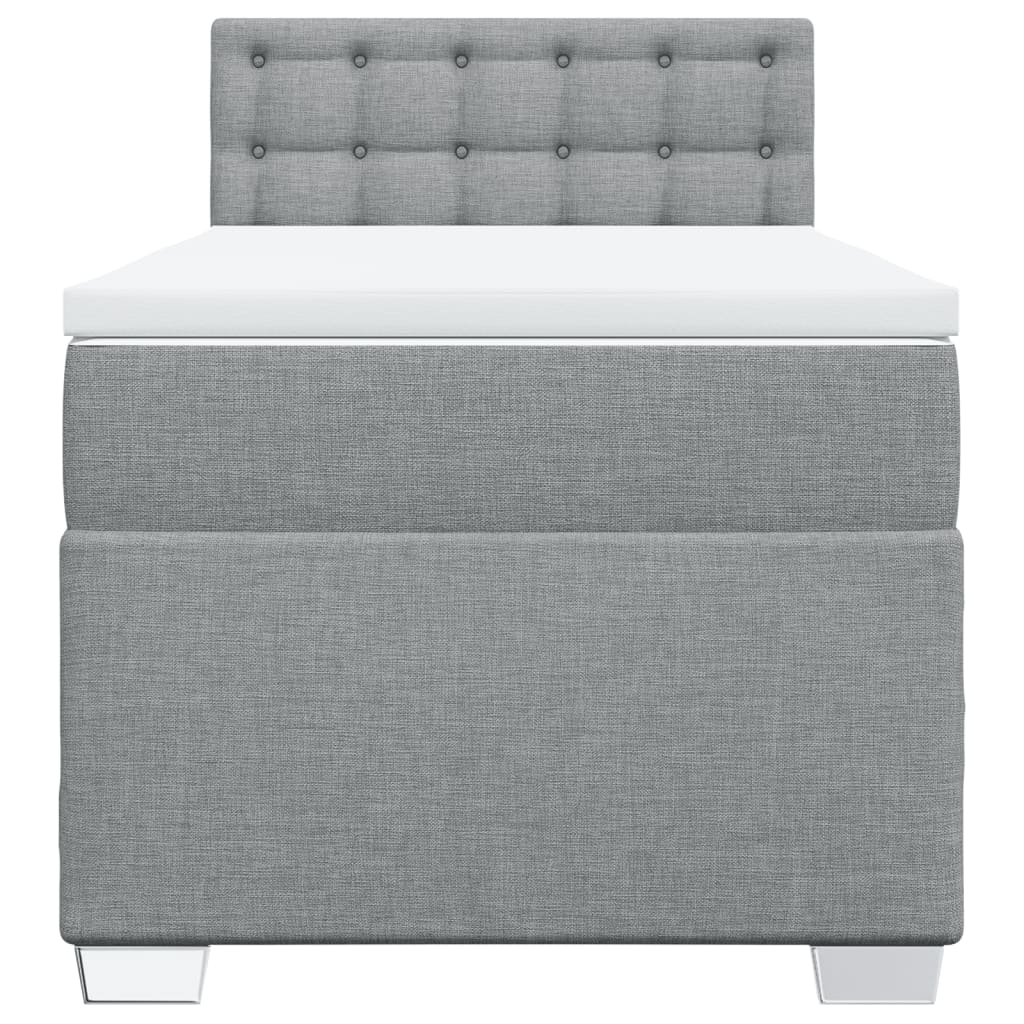 Boxspring met matras stof lichtgrijs 100x200 cm