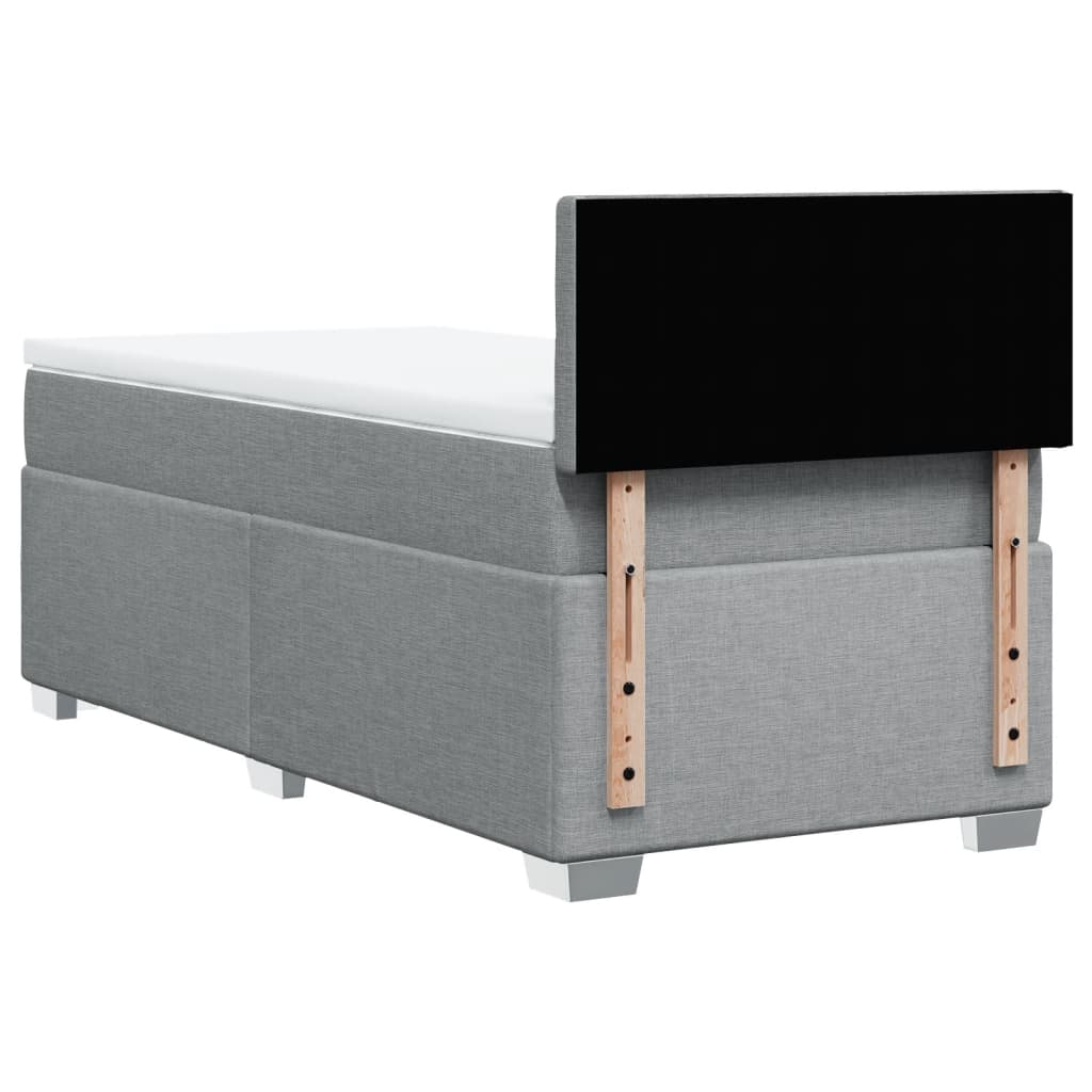 Boxspring met matras stof lichtgrijs 100x200 cm