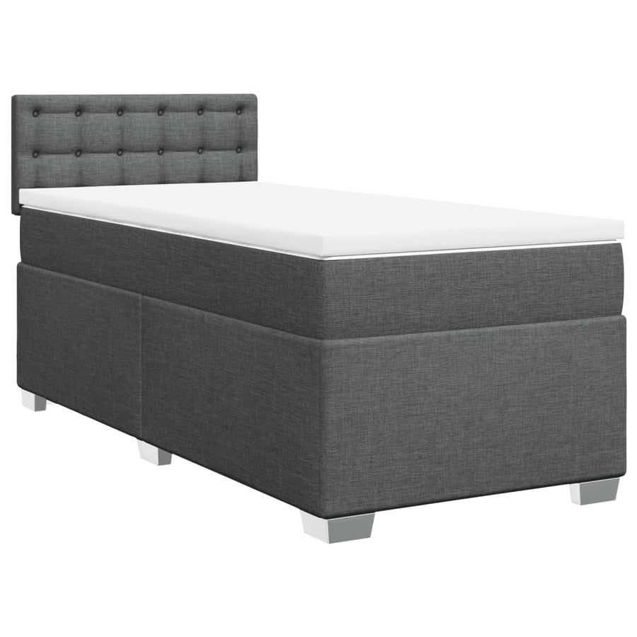 Boxspring met matras stof donkergrijs 100x200 cm