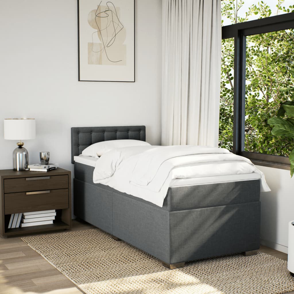 Boxspring met matras stof donkergrijs 100x200 cm