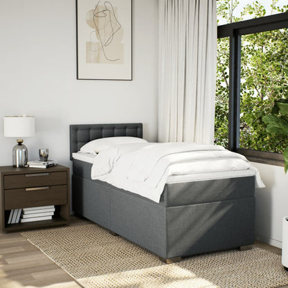 Boxspring met matras stof donkergrijs 100x200 cm