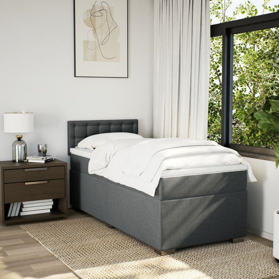 Boxspring met matras stof donkergrijs 100x200 cm