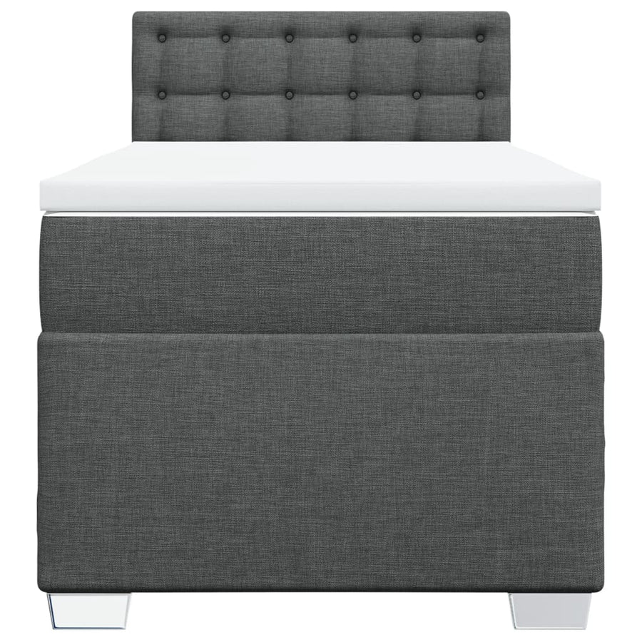 Boxspring met matras stof donkergrijs 100x200 cm