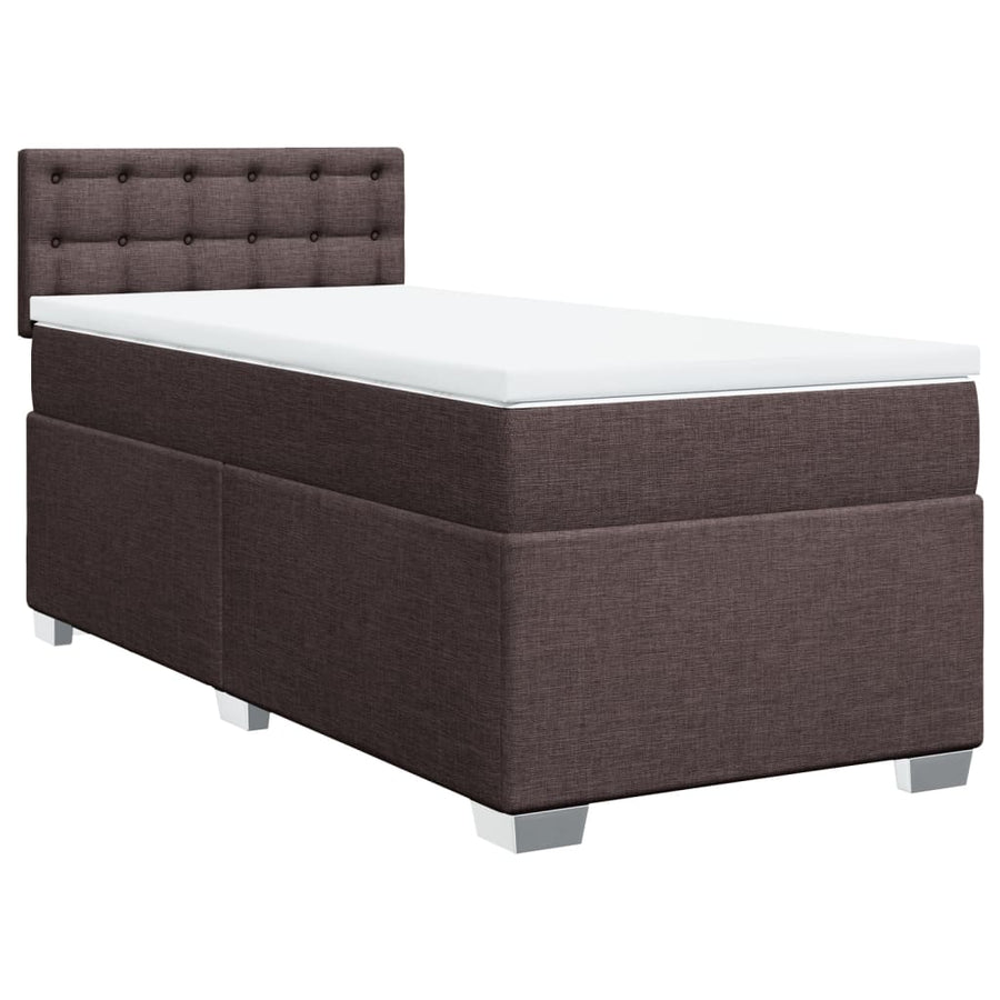 Boxspring met matras stof donkerbruin 100x200 cm
