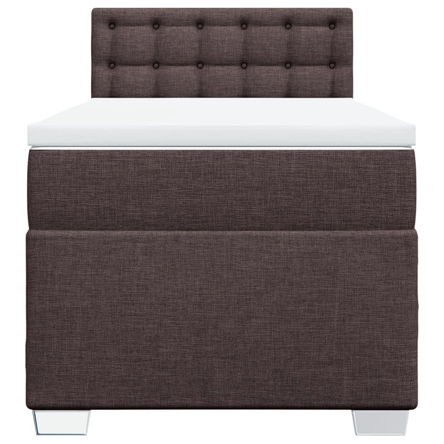 Boxspring met matras stof donkerbruin 100x200 cm