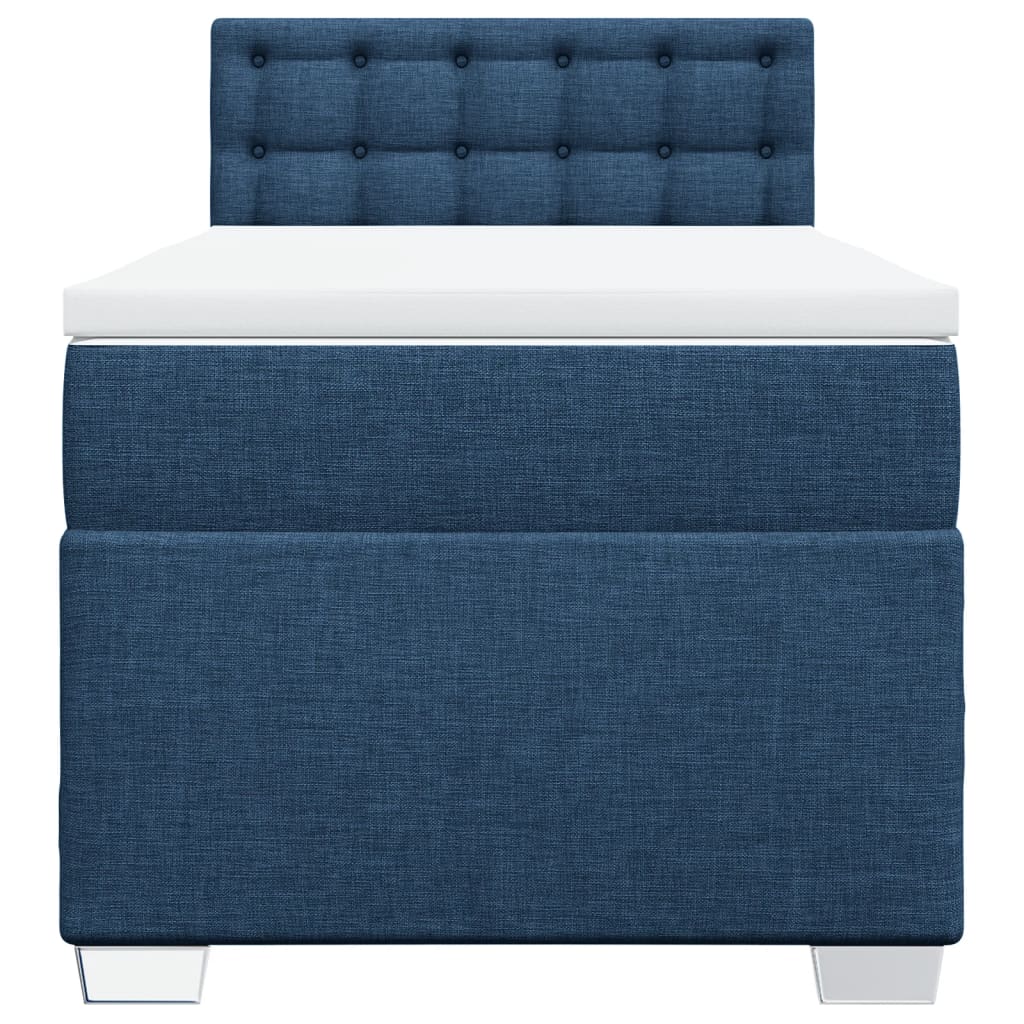 Boxspring met matras stof blauw 100x200 cm