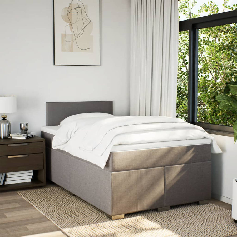 Boxspring met matras stof taupe 120x190 cm