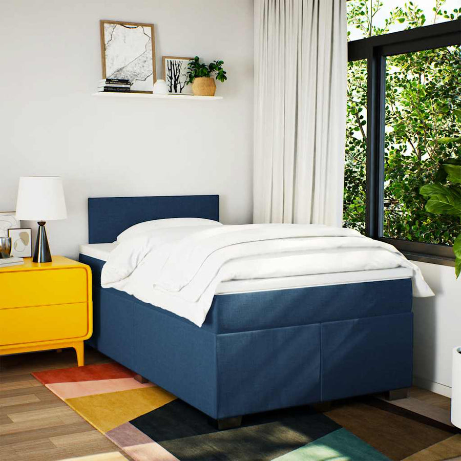 Boxspring Met Matras Stof 120 x 190 cm Blauw