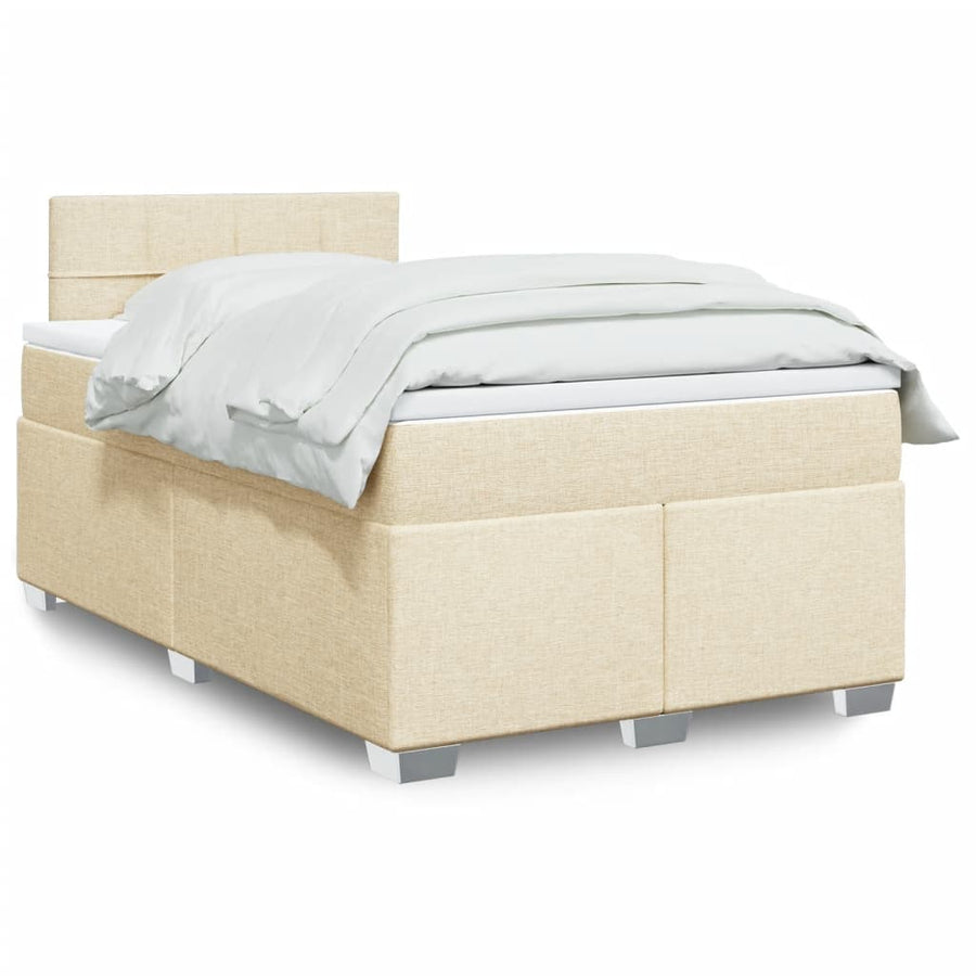 Boxspring met matras stof crèmekleurig 120x190 cm