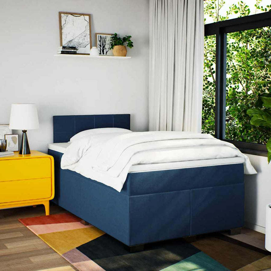 Boxspring Met Matras Stof 120 x 190 cm Blauw