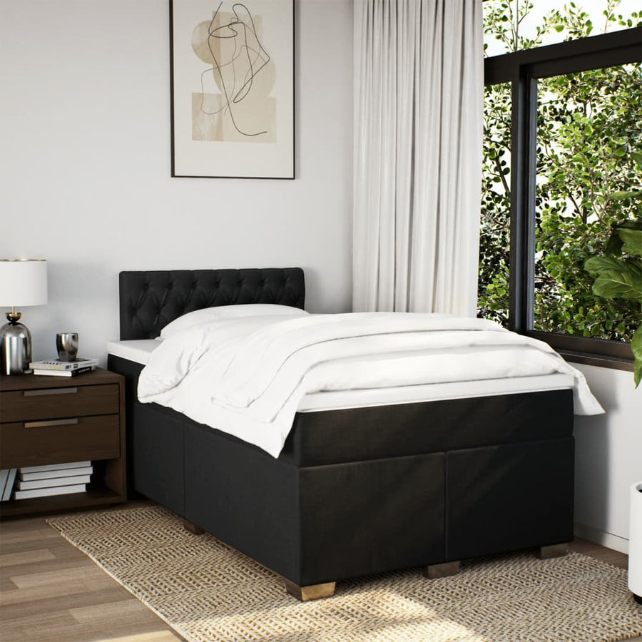 Boxspring met matras stof zwart 120x190 cm