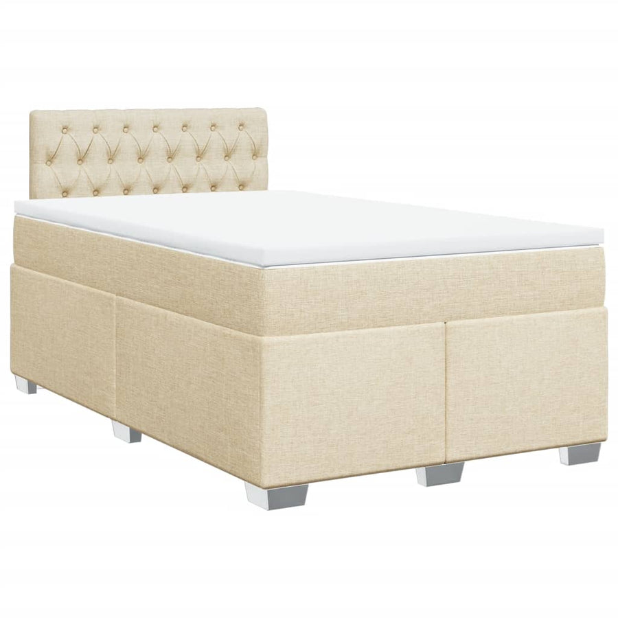 Boxspring met matras stof crèmekleurig 120x190 cm