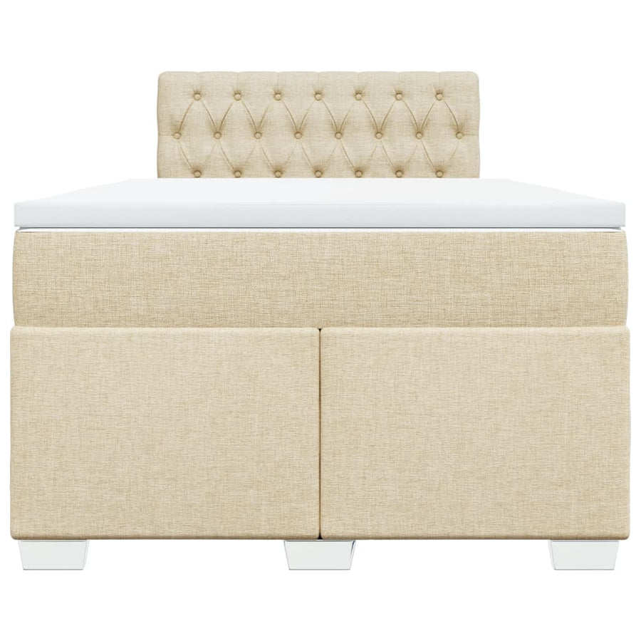 Boxspring met matras stof crèmekleurig 120x190 cm