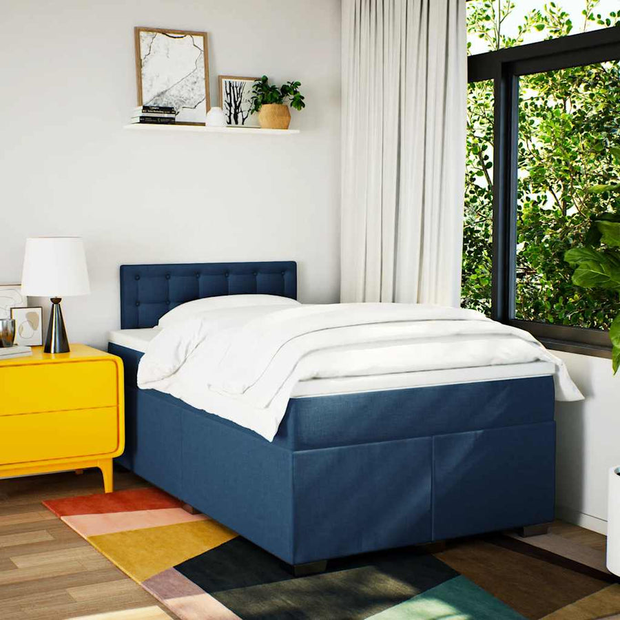 Boxspring Met Matras Stof 120 x 190 cm Blauw