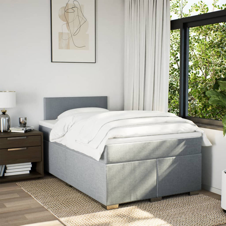 Boxspring met matras stof lichtgrijs 120x200 cm