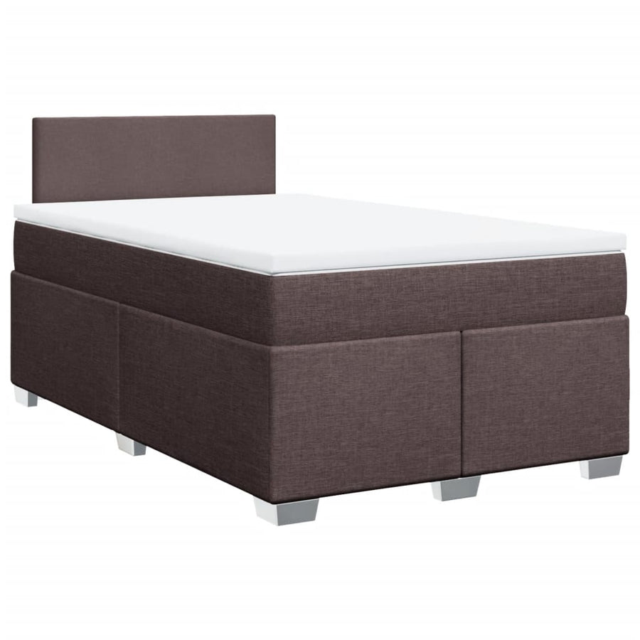 Boxspring met matras stof donkerbruin 120x200 cm