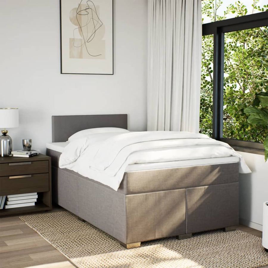 Boxspring met matras stof taupe 120x200 cm