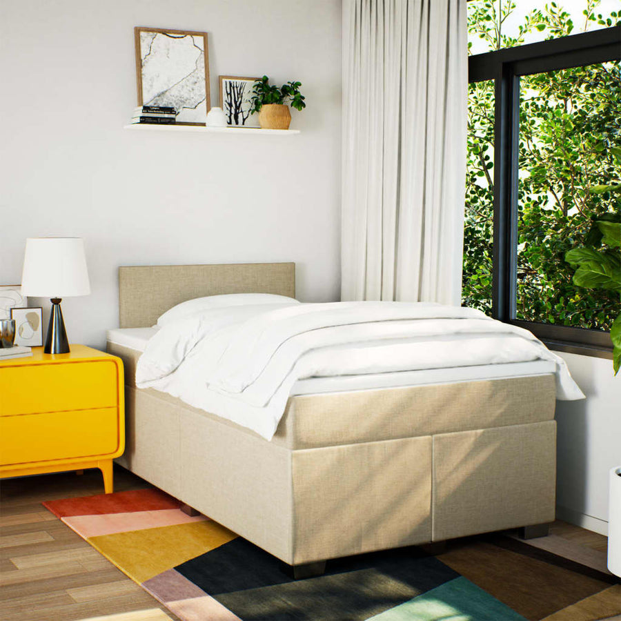 Boxspring met matras stof crèmekleurig 120x200 cm