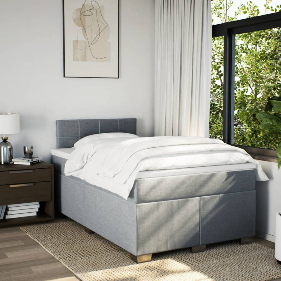Boxspring met matras stof lichtgrijs 120x200 cm