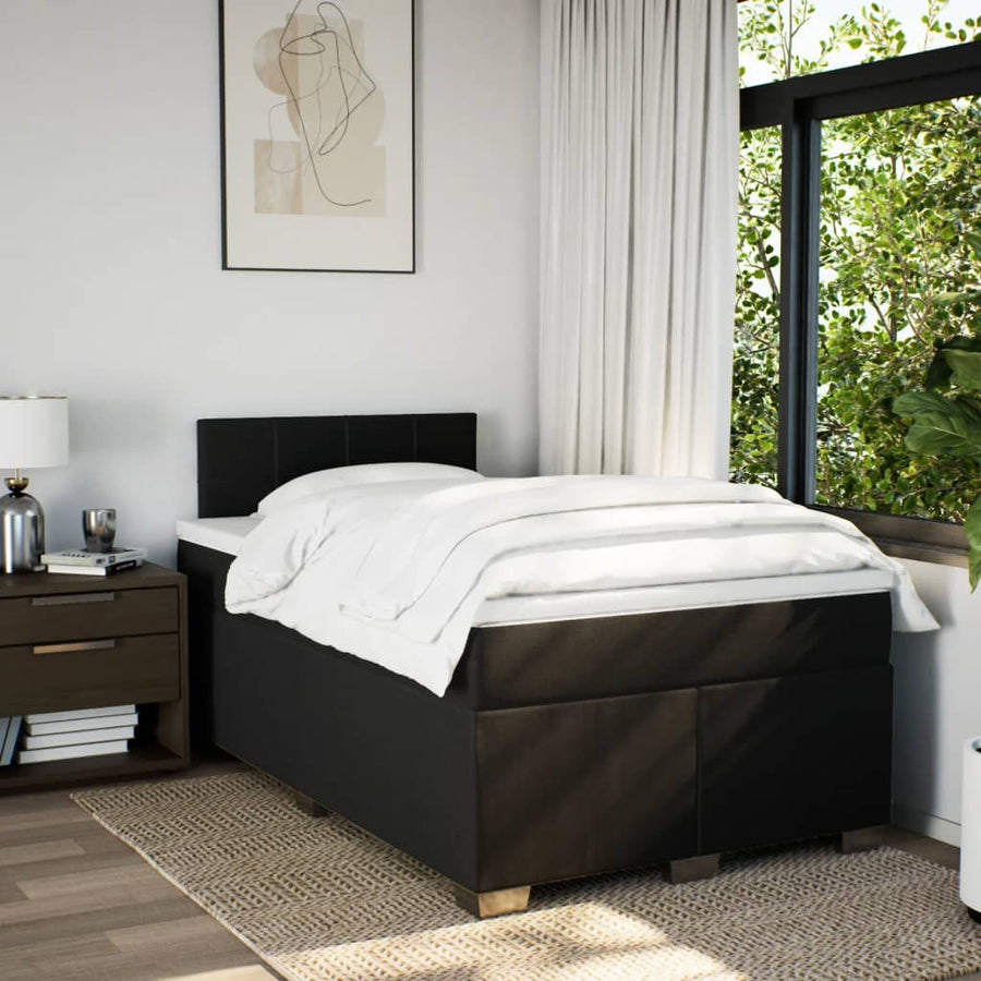 Boxspring met matras stof zwart 120x200 cm