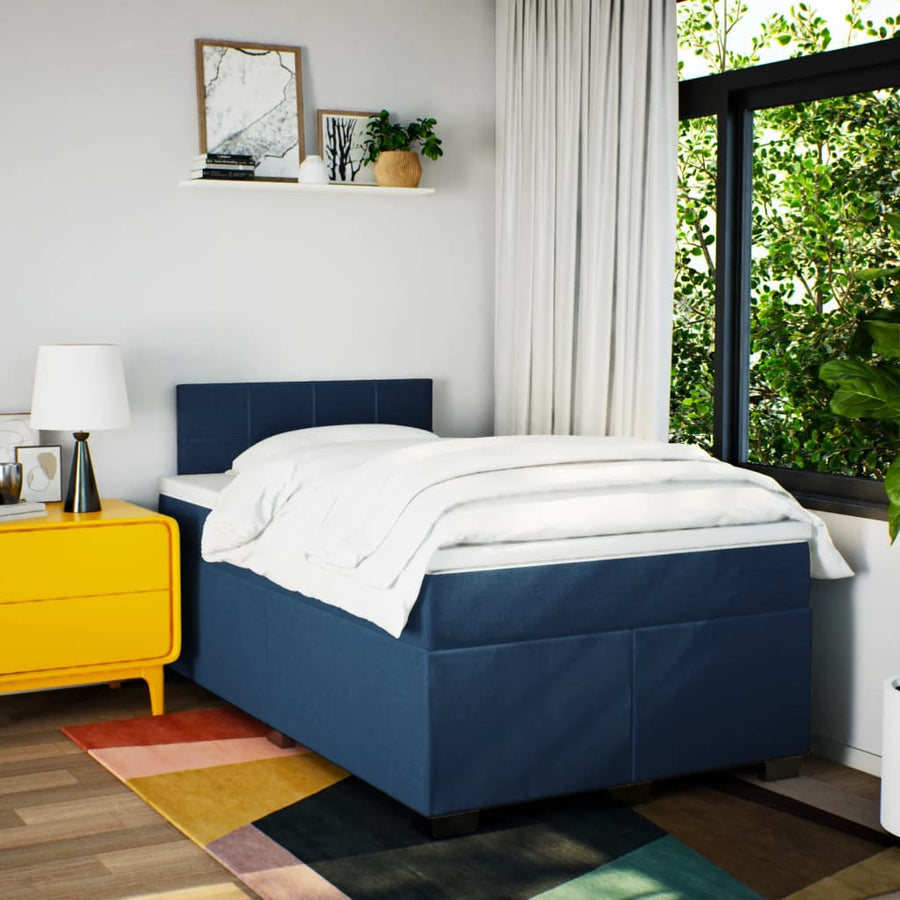 Boxspring met matras stof blauw 120x200 cm
