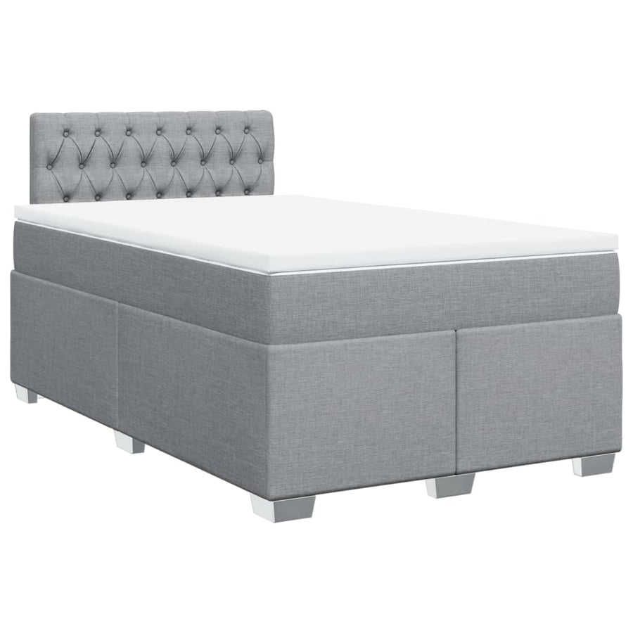 Boxspring met matras stof lichtgrijs 120x200 cm