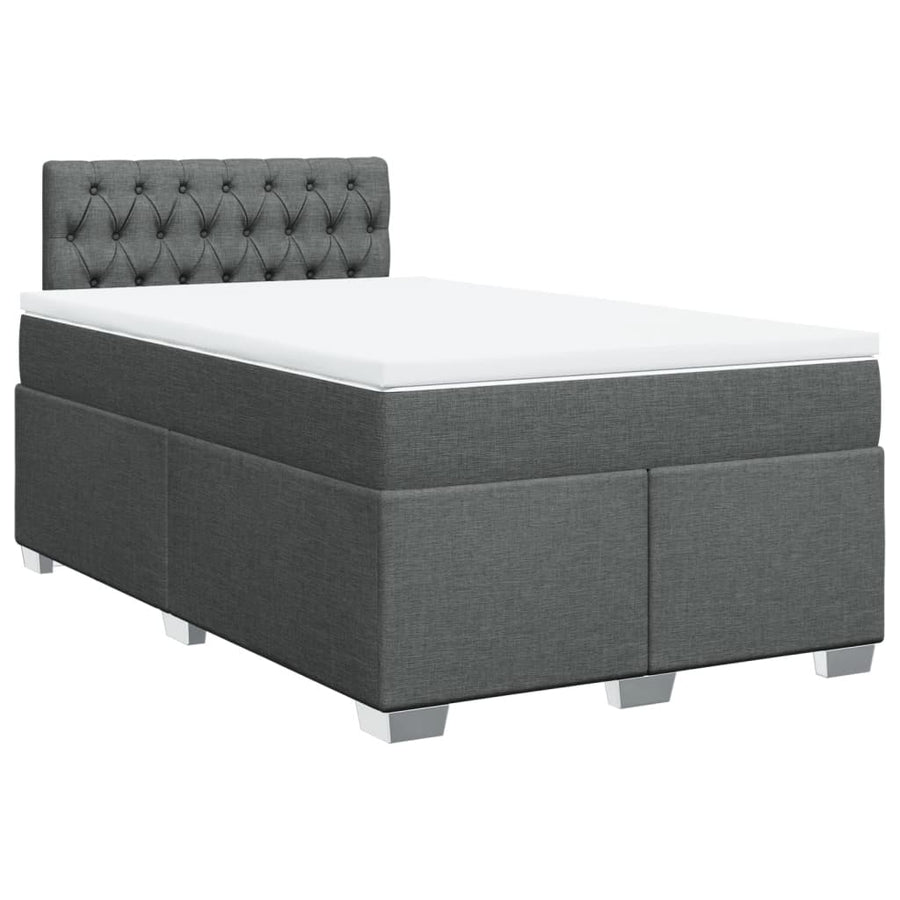 Boxspring met matras stof donkergrijs 120x200 cm