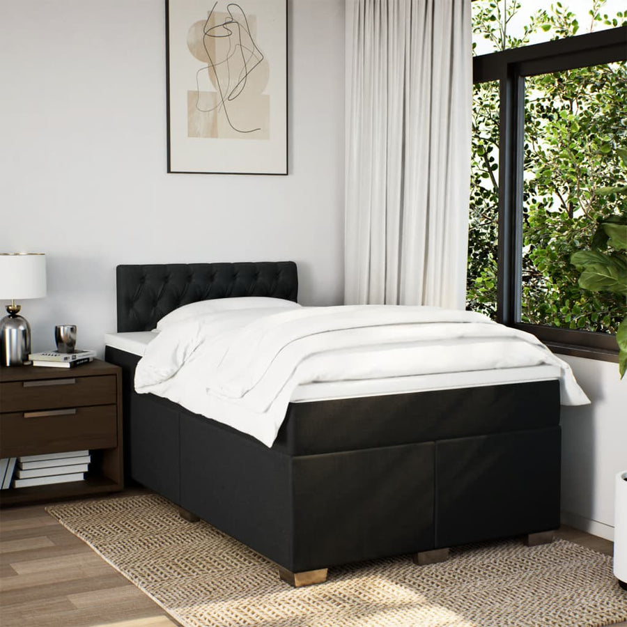 Boxspring met matras stof zwart 120x200 cm