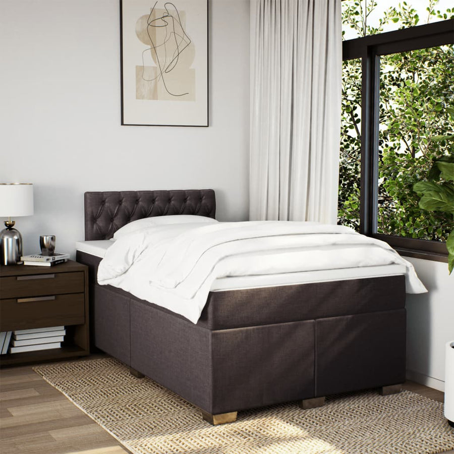 Boxspring met matras stof donkerbruin 120x200 cm