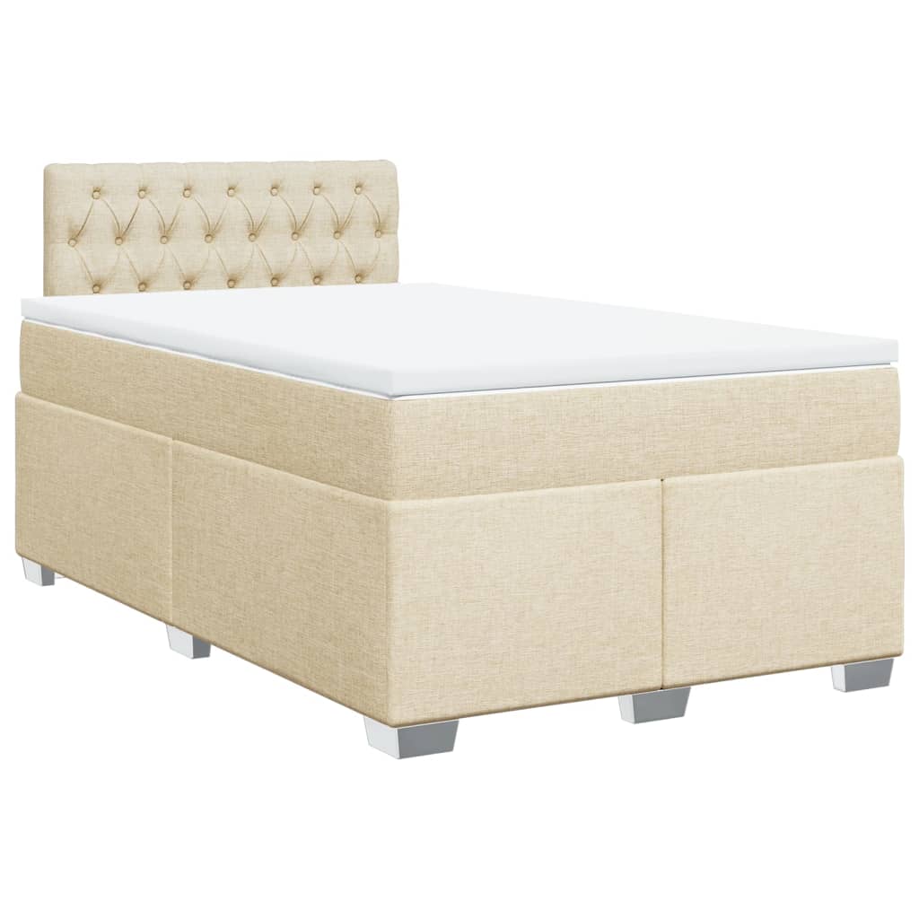 Boxspring met matras stof crèmekleurig 120x200 cm