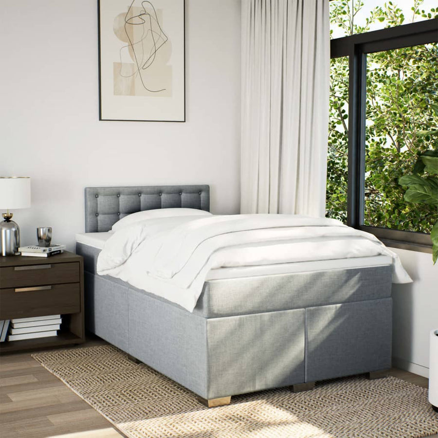 Boxspring met matras stof lichtgrijs 120x200 cm