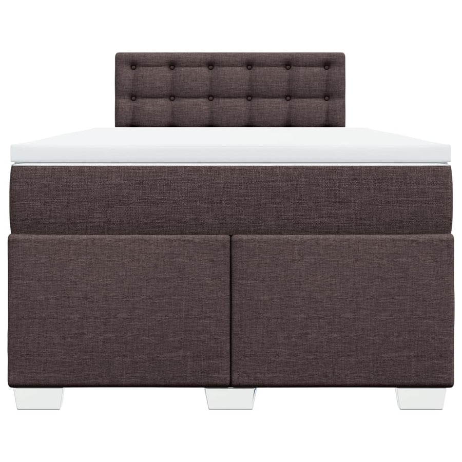 Boxspring met matras stof donkerbruin 120x200 cm