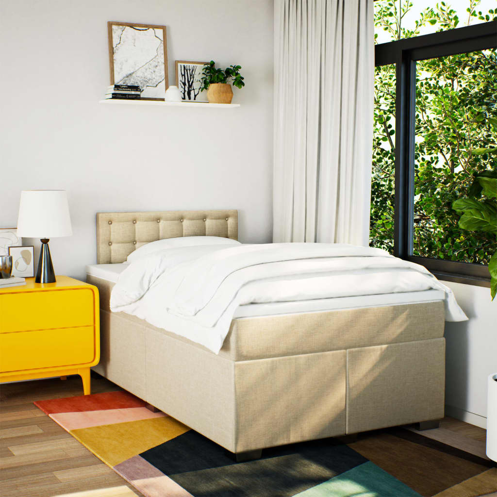 Boxspring met matras stof crèmekleurig 120x200 cm
