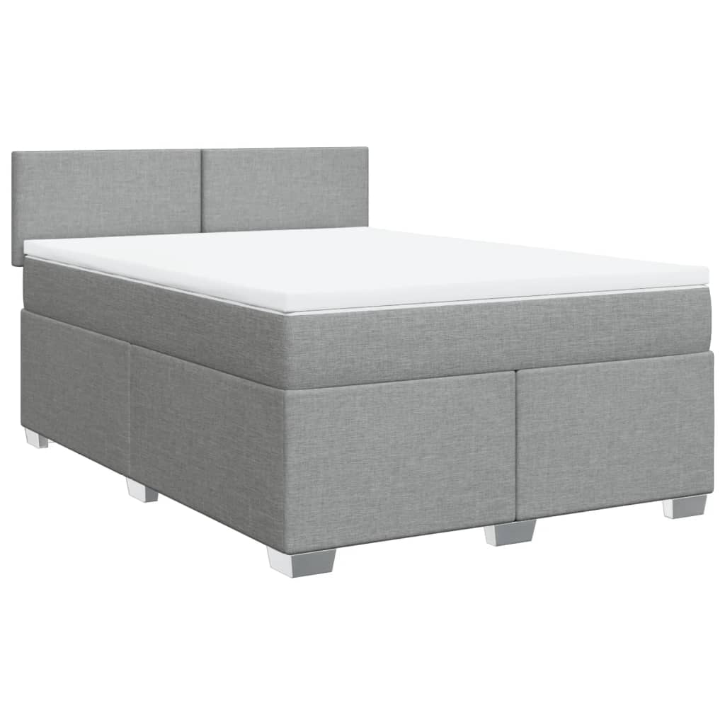 Boxspring met matras stof lichtgrijs 140x190 cm