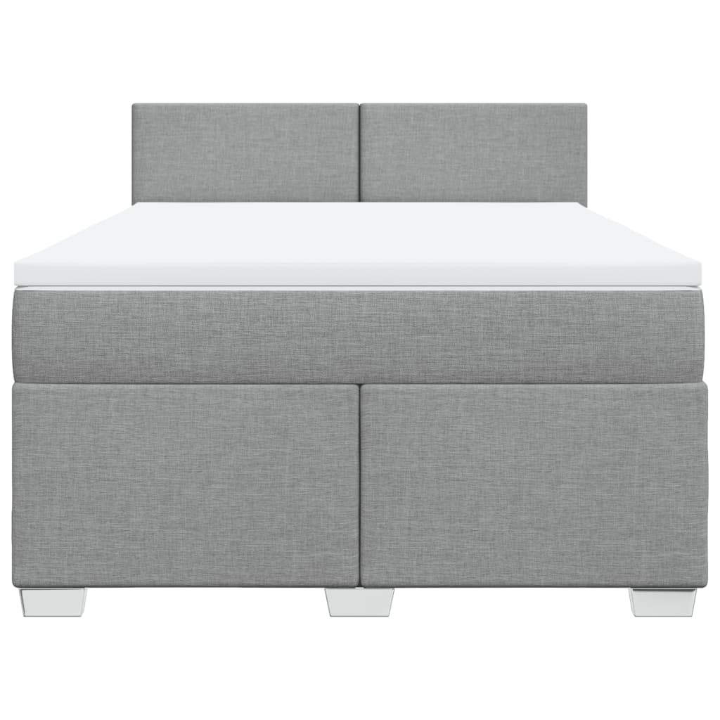 Boxspring met matras stof lichtgrijs 140x190 cm