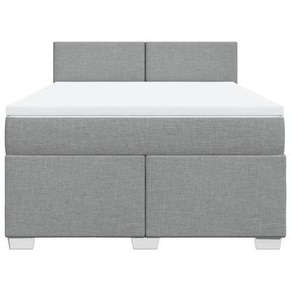 Boxspring met matras stof lichtgrijs 140x190 cm