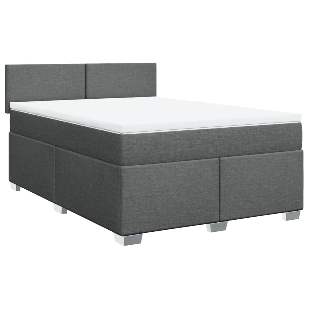 Boxspring met matras stof donkergrijs 140x190 cm