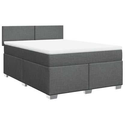 Boxspring met matras stof donkergrijs 140x190 cm