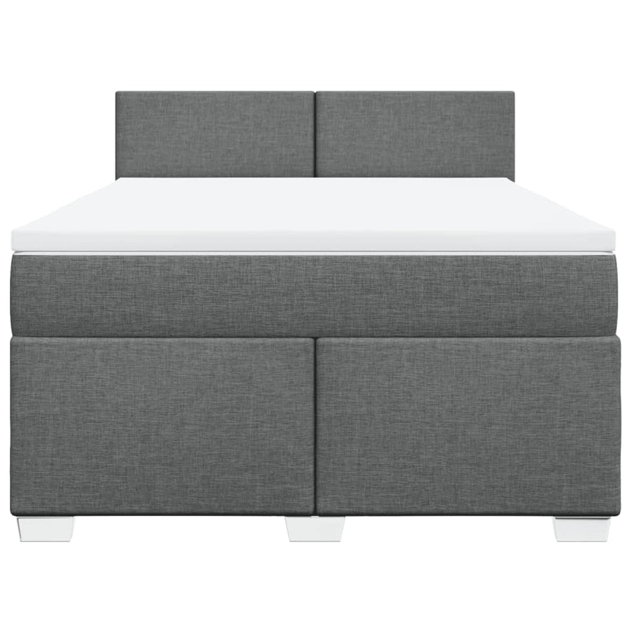 Boxspring met matras stof donkergrijs 140x190 cm