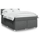 Box spring with mattress fabric dark grey 140x190 cm
