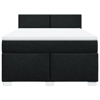 Boxspring met matras stof zwart 140x190 cm