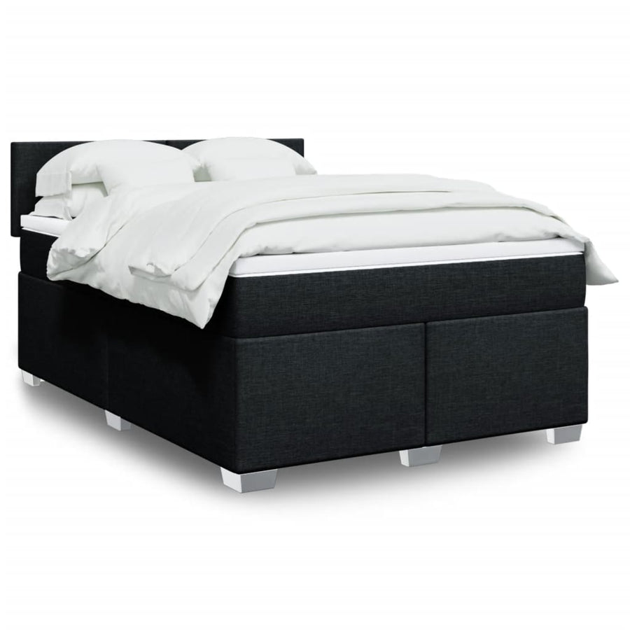 Boxspring met matras stof zwart 140x190 cm