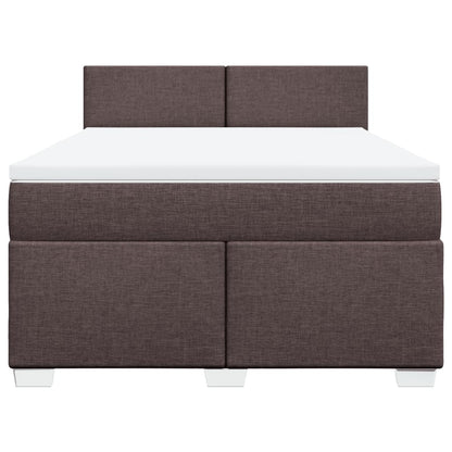 Boxspring met matras stof donkerbruin 140x190 cm
