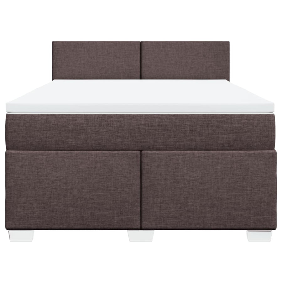 Boxspring met matras stof donkerbruin 140x190 cm