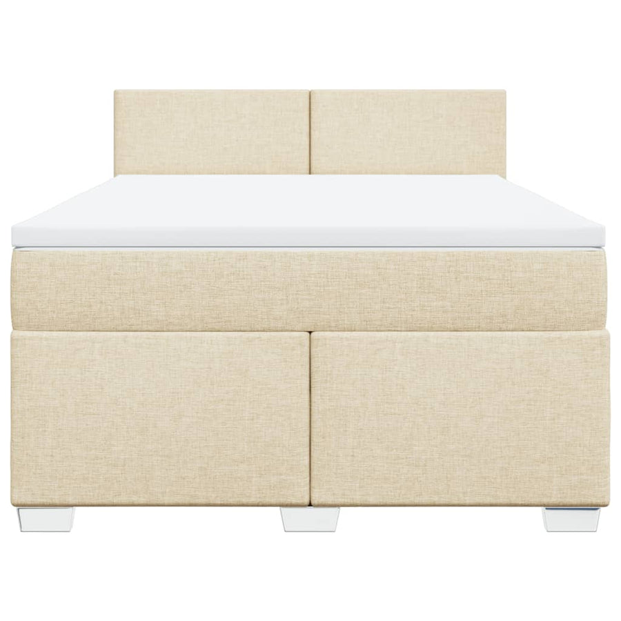Boxspring met matras stof crèmekleurig 140x190 cm