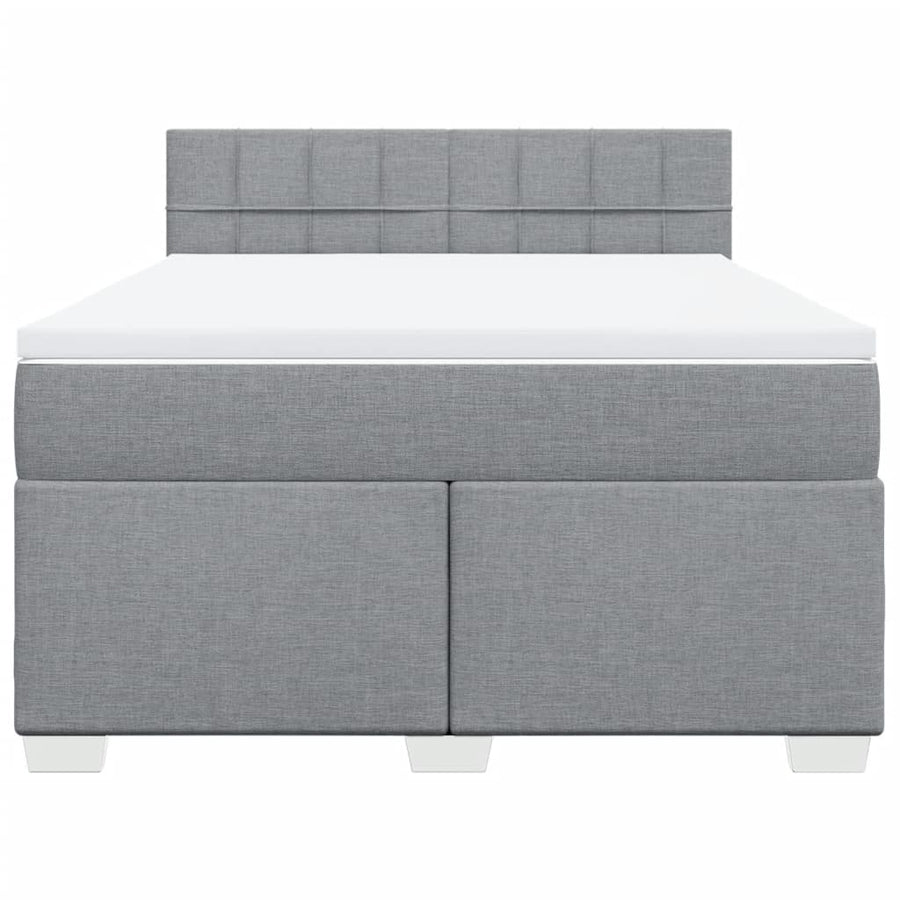 Boxspring met matras stof lichtgrijs 140x190 cm
