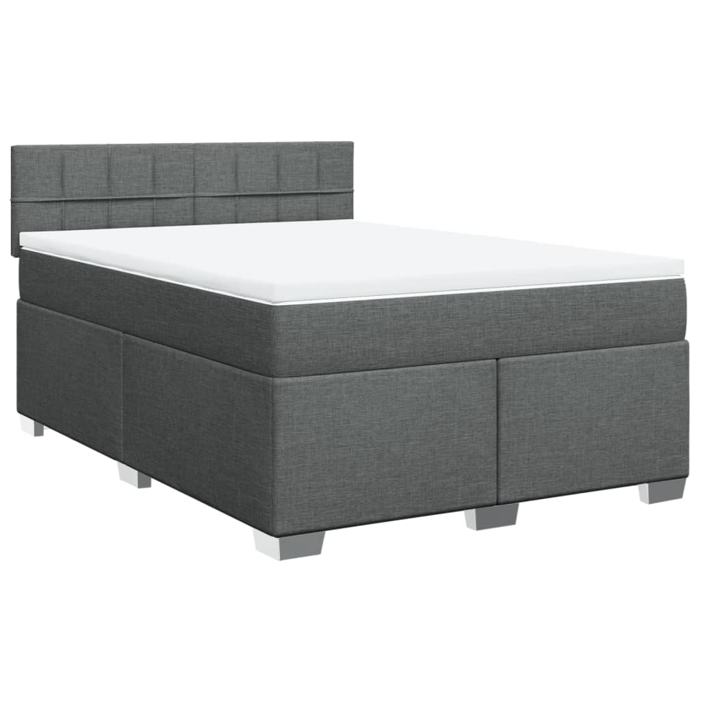 Boxspring met matras stof donkergrijs 140x190 cm